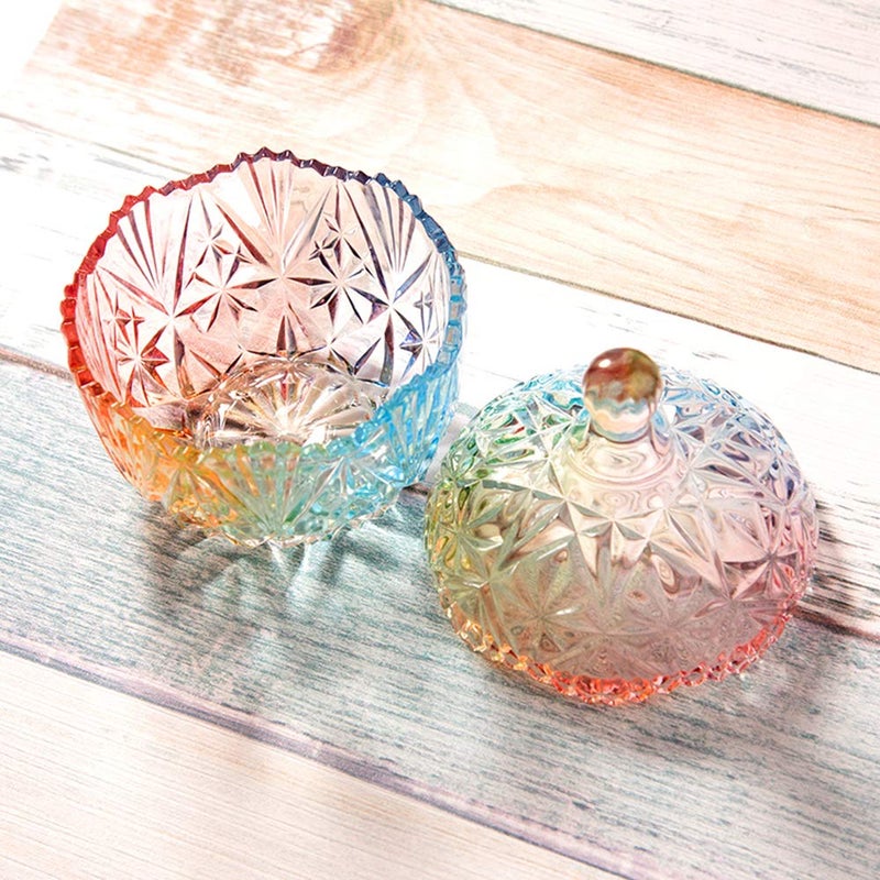 Danmu 1Pc Colorful Glass Storage Jar with Lid Candy Cookie Jar Jewelry Box Buffet Jar Biscuit Containers (750ml / 26oz) - Image 4